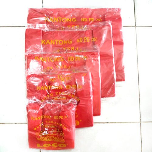Kantong Plastik Loco Tebal Uk. 17- 40 (500 gr) Merah